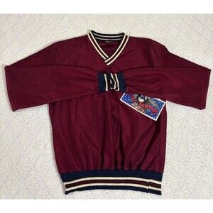 Vintage 80s Americana Collection BRW Velour Maroon Sweater USA Made Size Small